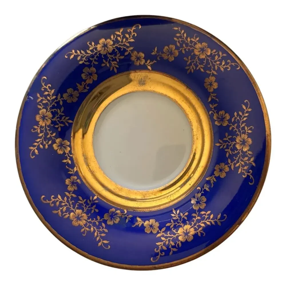 Eschenbach Bavaria Germany Cobalt Blue Gold Demitasse coffee Tea Cup Saucer
